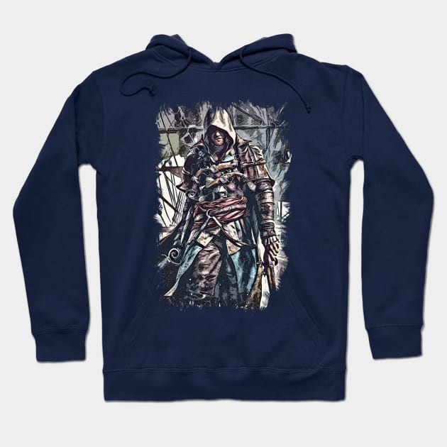 Pirate king of the seas / Fan Art Abstract Portrait Hoodie by Naumovski